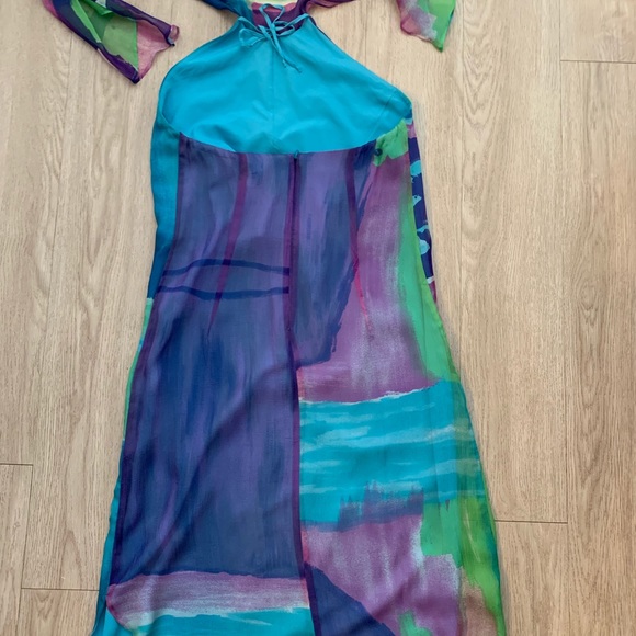 MaxMara Italy 100% silk watercolor dress 10 - Picture 4 of 8